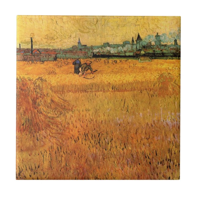 Carreau Arles : Vue des champs de blé par Vincent van Gogh (Devant)