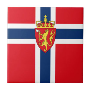 Carreau Armoiries de la Norvège sur le drapeau de la Norvè
