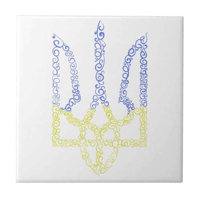 Carreau Armoiries de l'Ukraine trident motif de la spirale (Devant)