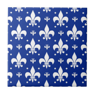 Carreau Arrière - plan bleu Fleur-de-lis Motif Design