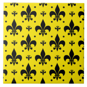 Carreau Arrière - plan Jaune Fleur-de-lis Motif Design