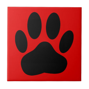 Carreau Arrière - plan rouge Pawprint de chien