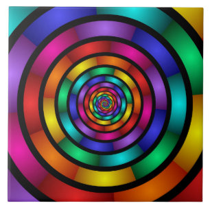 Carreau Arrondi et psychédélique coloré Art moderne fracta