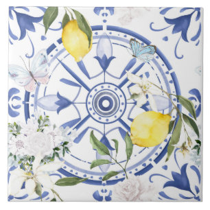 Carreau Arrondi, orné, tuile espagnole, méditerranéenne, c