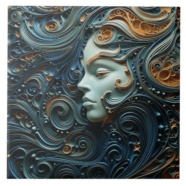 Carreau Art 3D de la femme Lune (Devant)
