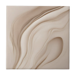 Carreau Art abstrait en faux relief beige