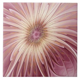 Carreau Art Abstrait Fractal Fleur & Tons de Bourgogne