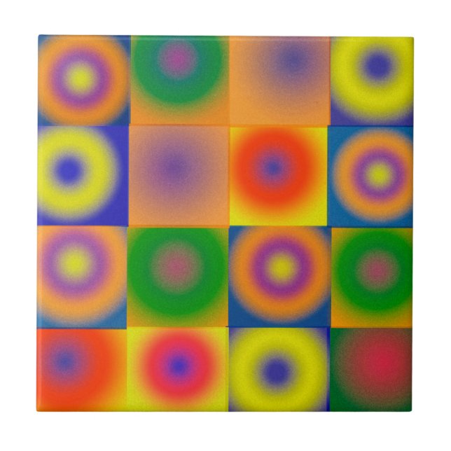 Carreau Art Abstrait Gras Bleu Jaune Rouge Bleu (Devant)