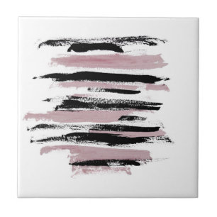 Carreau Art Abstrait minimaliste Rose noir