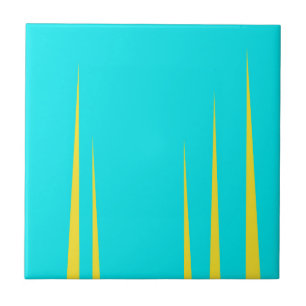 Carreau Art Abstrait Turquoise Jaune Tourbillon Minimalism