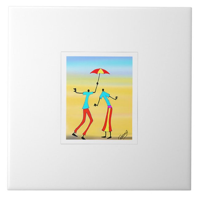 Carreau Art africain Abstrait, coucher de soleil d'été tro (Devant)