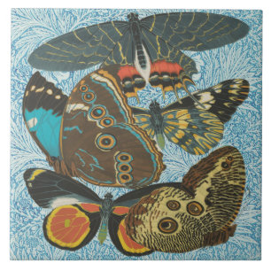 Carreau Art botanique vintage de papillon coloré