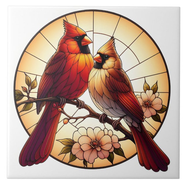 Carreau Art Cardinal Pair De Verre Tiré Inspiré Par La Nat (Devant)