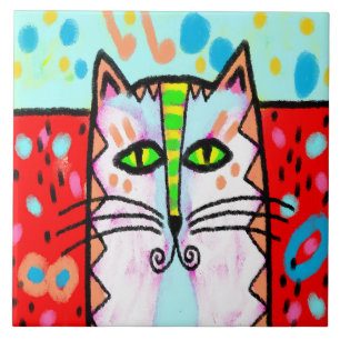 Carreau Art Chat Abstrait coloré