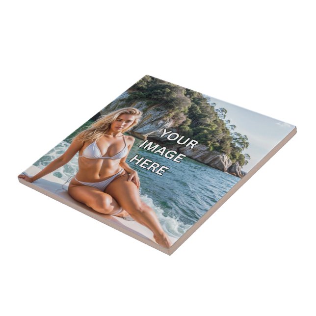 Carreau ART! 🎨 Custom Ceramic Tile – Add Image or Text (Côté)