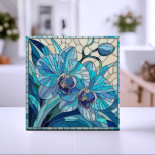 Carreau Art de la mosaïque de l'orchidée bleue