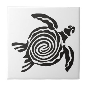 Carreau Art de la tortue tribale noire et blanche