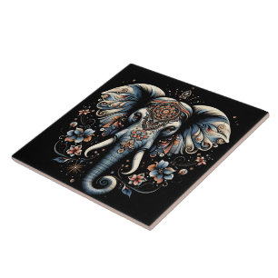 Carreau Art de l'éléphant de l'aube fleuri