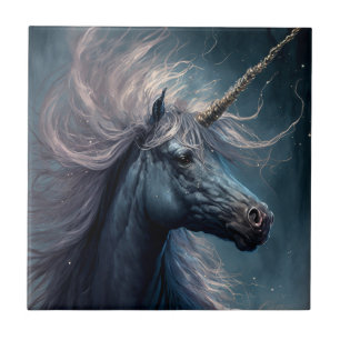 Carreau Art de l'Imaginaire de la licorne noire