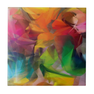 Carreau Art de plumes colorées vives