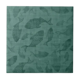 Carreau Art de pochoir de poissons aquatiques à motif de b
