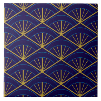 Carreau Art Déco Bleu Or Géométrique