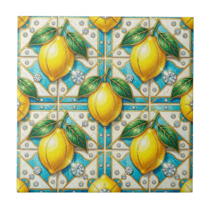 Carreau Art Déco de citrons et de diamants en motif contin