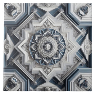 Carreau Art Déco géométrique Tout gris Duché Bleu blanc
