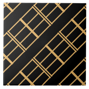 Carreau Art Déco Grandes dorées sur Carrelage noir