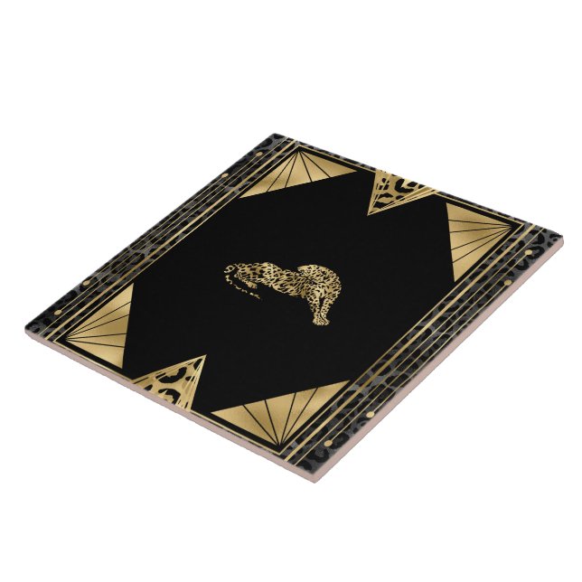 Carreau Art Déco I (noir/or) (Côté)