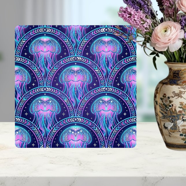 Carreau Art Deco Jellyfish Purple Pink Teal Geometric  (Créateur téléchargé)