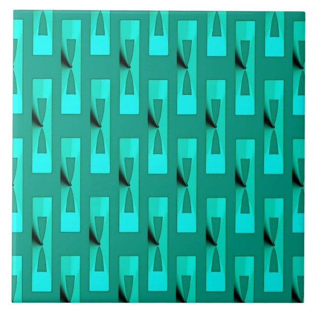 Carreau Art Déco Metallic Géométrique - Peacock et Turquoi (Devant)