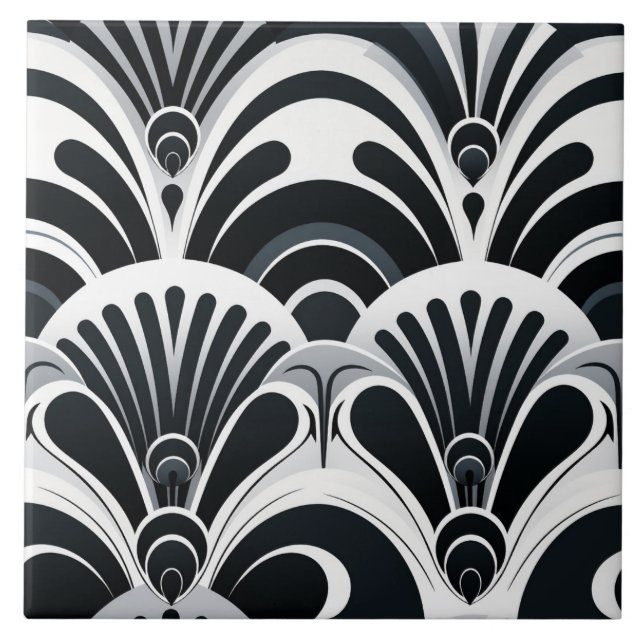 Carreau Art déco monochrome, audacieux et dramatique (Devant)