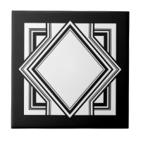 Art Déco noir blanc chic Carré géométrique 05