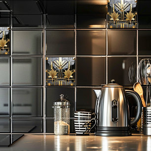 Carreau Art Déco noir et or Beau 