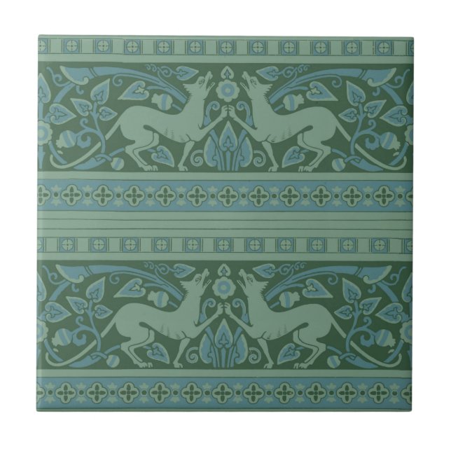 Carreau Art Déco Nouveau Chien Nature Motif animal (Devant)