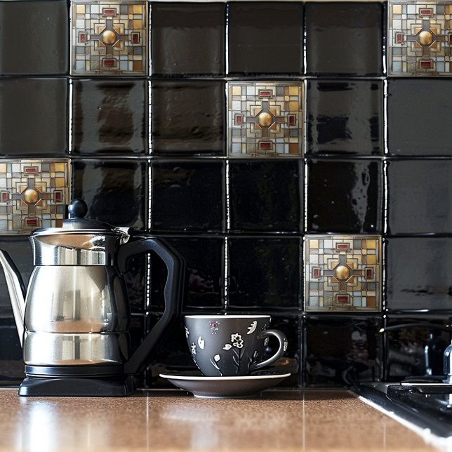 Carreau Art Déco Or gris rouille Tan géométrique (Créateur téléchargé)