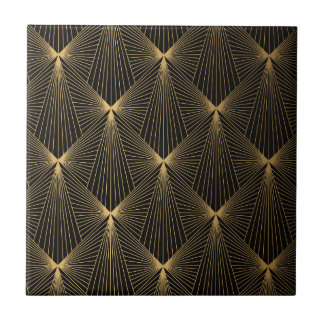 Carreau Art déco, or noir, chic, élégant, motif, classe, t