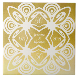 Carreau Art Déco Personnalisé Mariage doré Ornemental