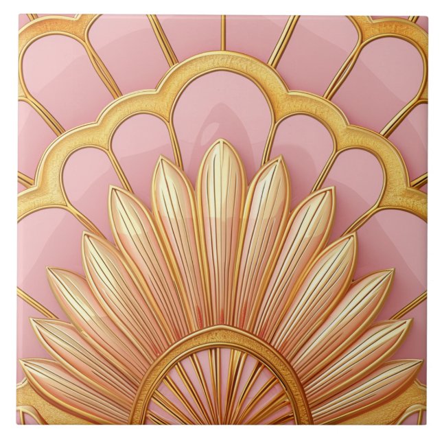 Carreau Art déco rose or (Devant)