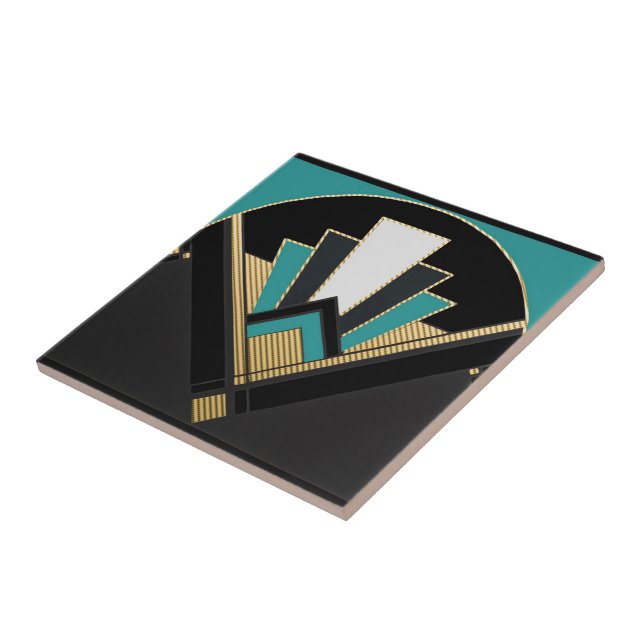 Carreau Art Déco Van Style Céramique (Turquoise) (Côté)