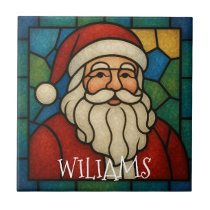 Carreau Art déco vitrail de Noël Santa personnalisé