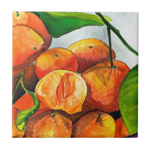 Carreau Art des fruits à l'aquarelle mandarin