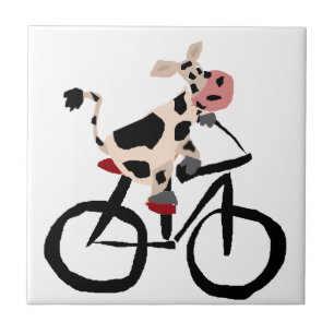 Carreau Art drôle de bicyclette d'équitation de vache