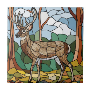 Carreau Art En Verre Tiré, Style Verre Tiré Art Cerf