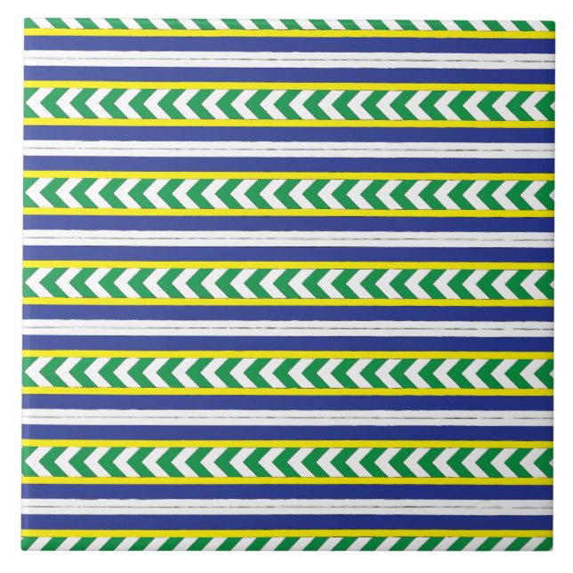 Carreau Art folklorique letton vert et bleu letton (Devant)