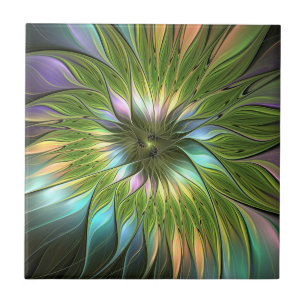 Carreau Art Fractal Fleur Imaginaire Coloré Lumineux