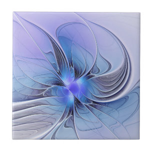 Carreau Art fractal moderne abstrait bleu lavande