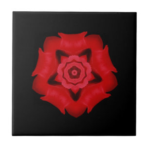 Carreau Art géométrique fin jolie fleur rouge étoile noir