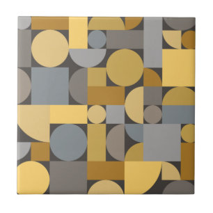 Carreau Art géométrique rétro gris jaune